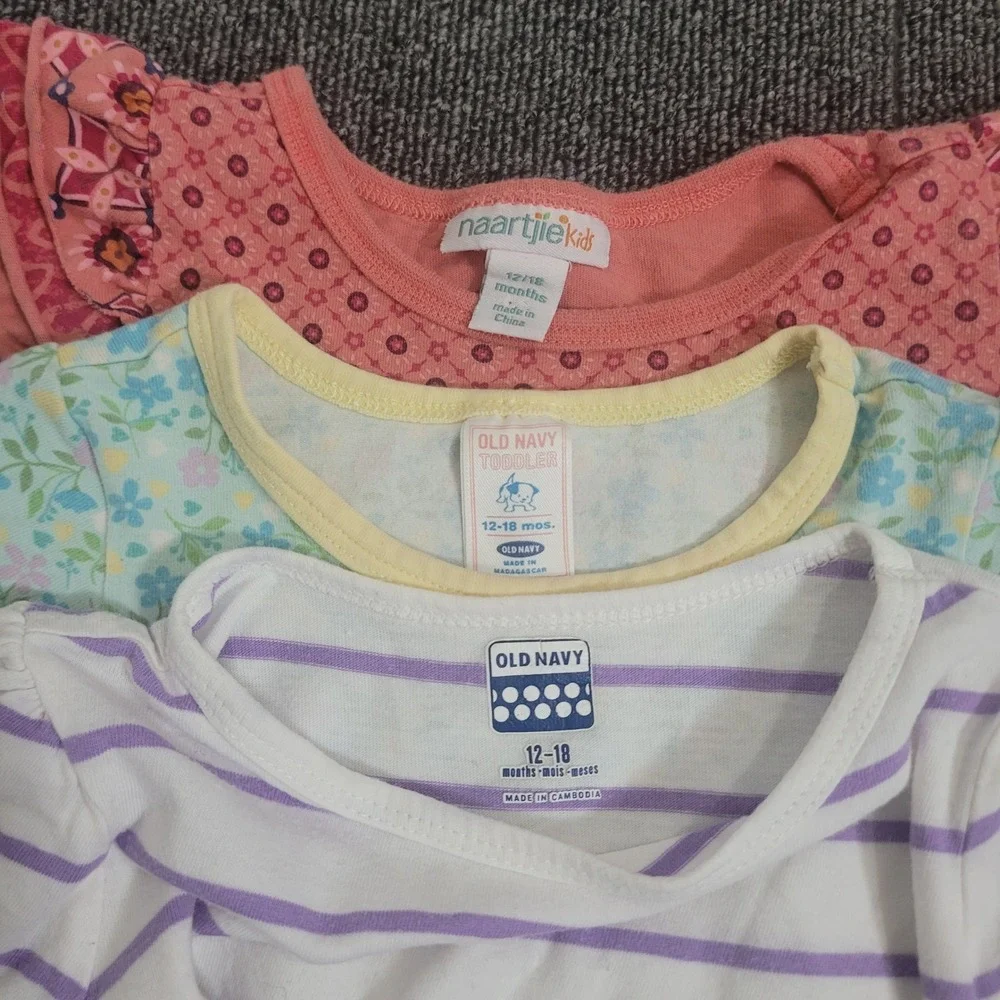 Gap Puma Old Navy 12-24M Dress Top Bundle Toddler Girl 5pc Floral Pink Purple